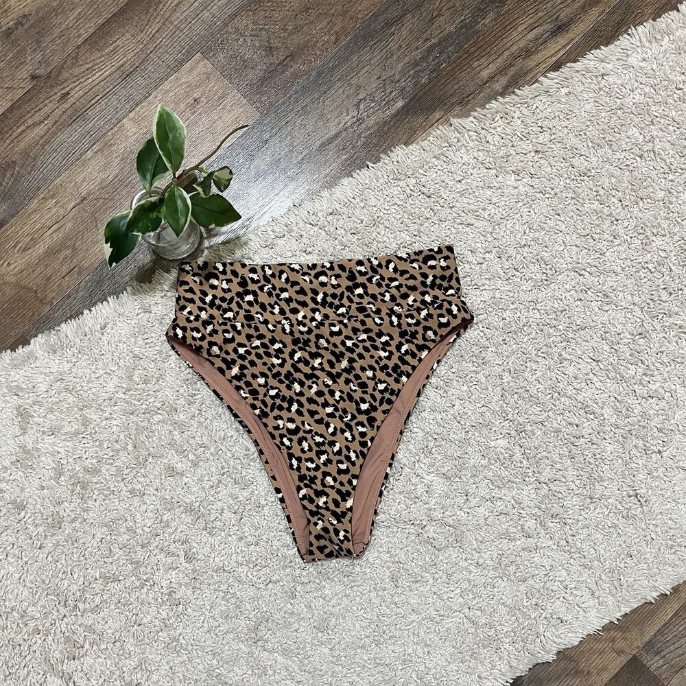 Aerie Size Medium Leopard Print High-Cut Cheeky Swim Bikini Bottoms